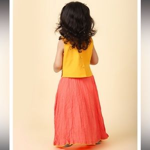 Ethnic Set-Rang Radha Girls Embroidered Lehenga Set and Vrindavan Vibe Boys Kurta Set